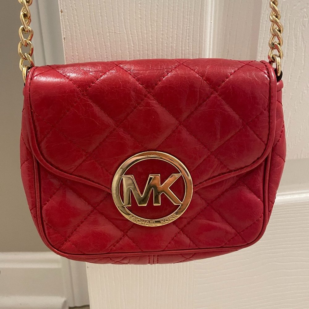Michael Kors Red Leather Crossbody Bag